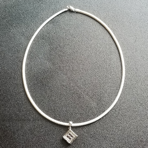 Yellow/White 14k Reversible Omega Chain with Diamond and Pink Sapphire Pendent - Picture 8 of 10